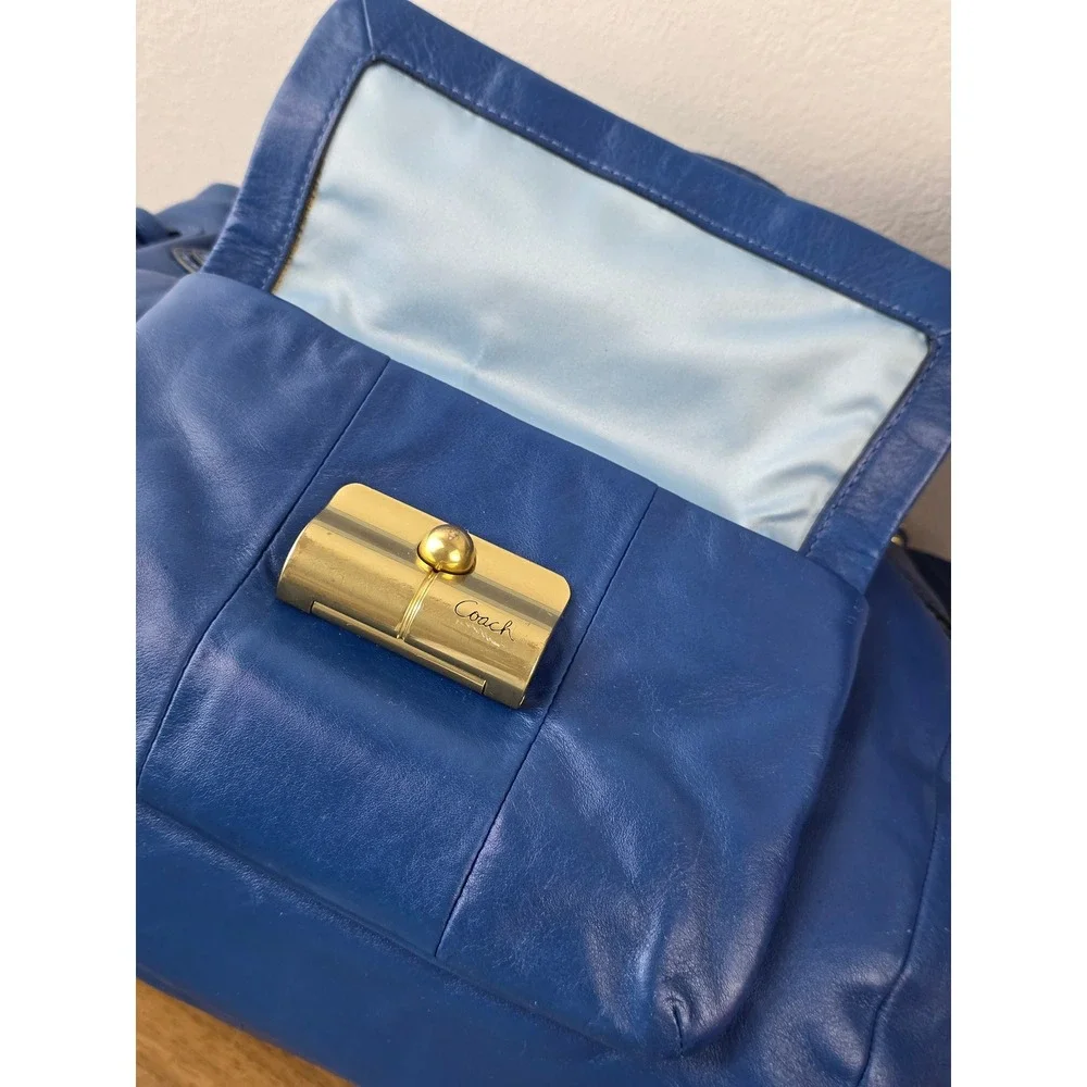 Coach Kristen Cobalt Blue Leather Shoulder Bag Gold Hardware 18609 Tie Tassel